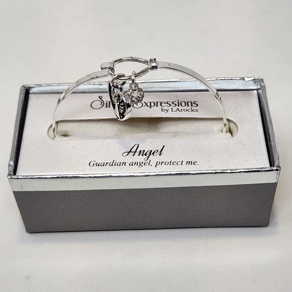 LArocks Silver Expressions Guardian Angel Heart Charm Bangle Bracelet Gift - Picture 2 of 7
